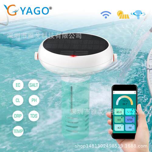 新品无线APP监测PH盐度ORP/CL余氯水质检测仪 太阳能泳池余氯检测