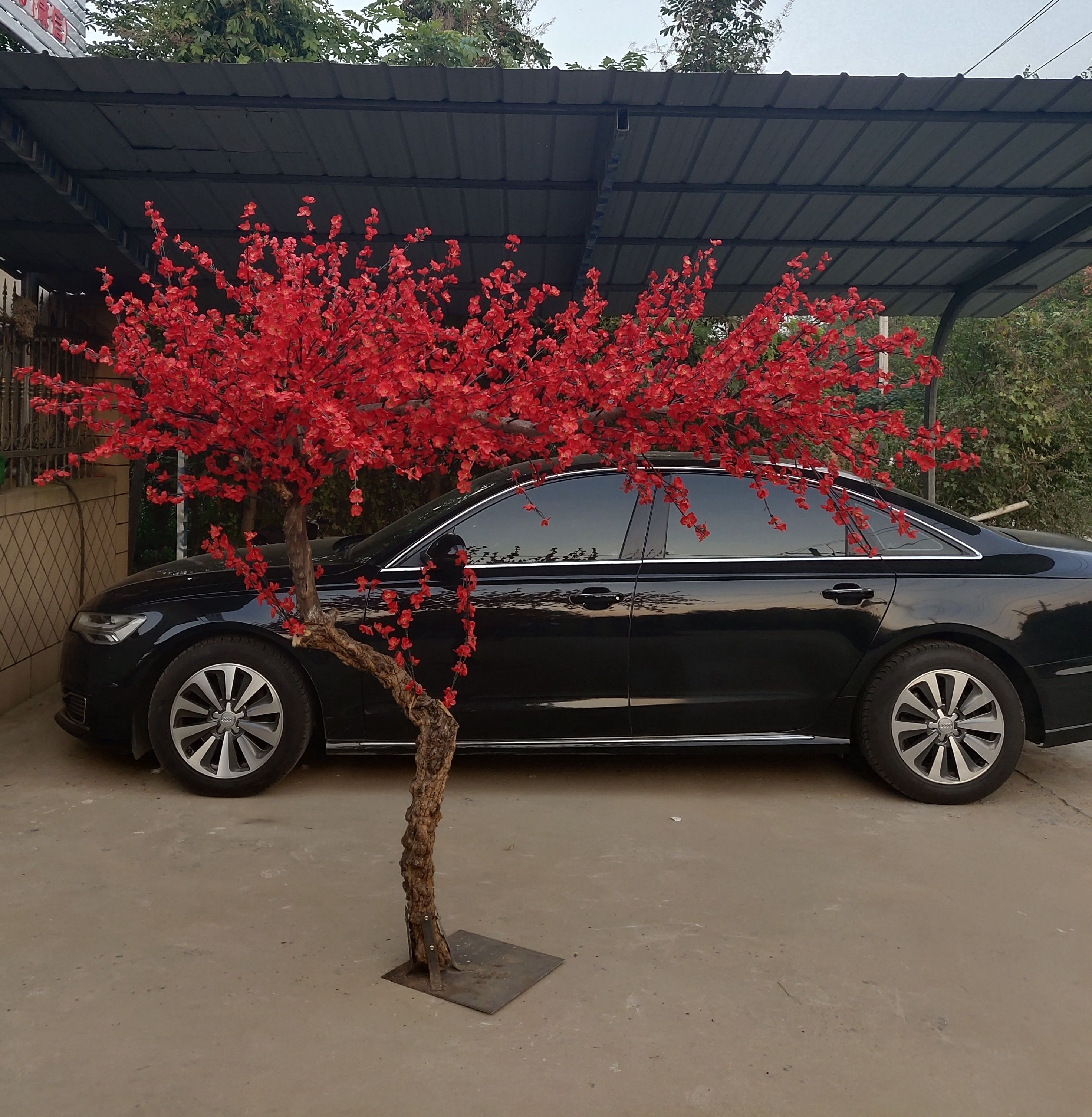 仿真梅花树腊梅假树桃花树梅花红梅盆景室内外装饰造景新年许愿树