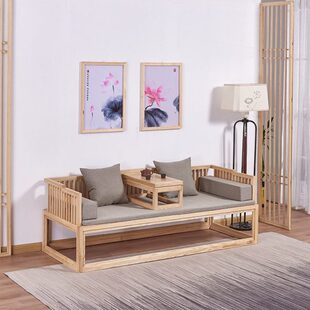 贵妃现代简约沙发床客厅三人沙发躺椅实木罗汉床榻新中式椅休闲