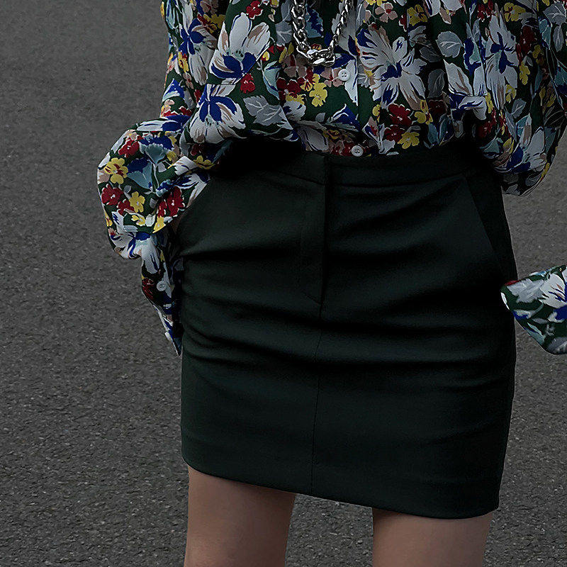 Mathieu韩国时尚韩系a字半身裙女春季复古性感包臀裙气质短裙子