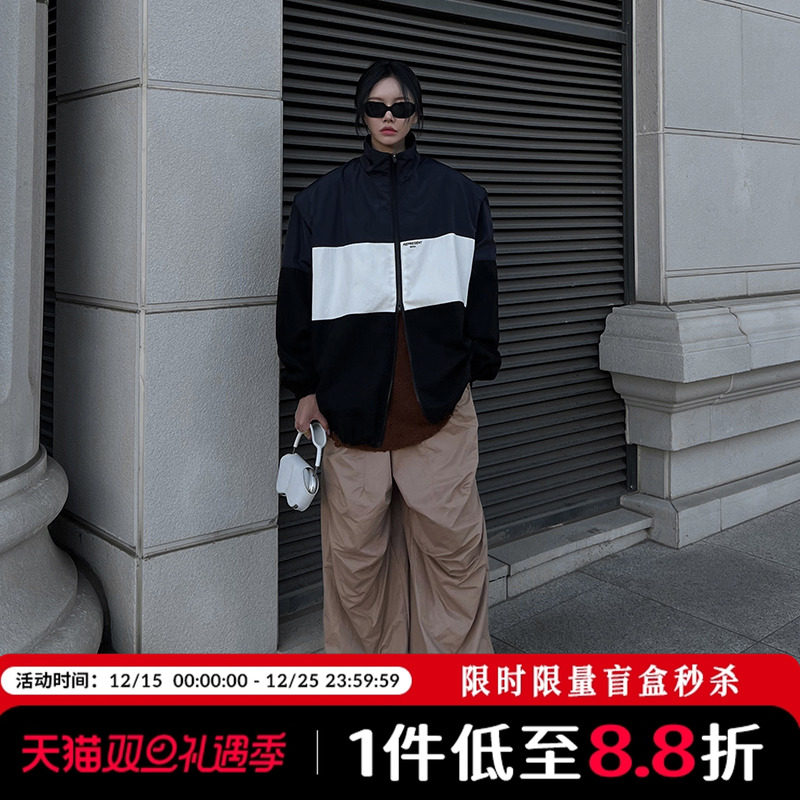 Mathieu韩国宽松休闲裤女夏美式高街阔腿裤显瘦褶皱膝盖面包裤子