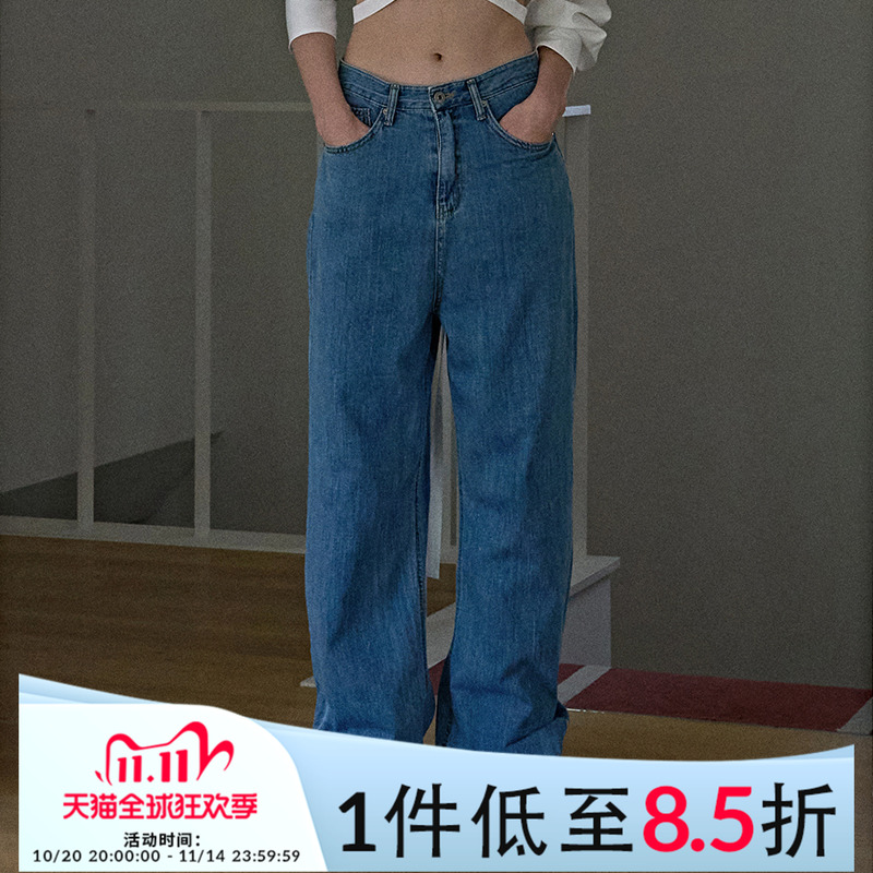 Mathieu韩国复古宽松直筒牛仔裤女夏新款美式高街宽松长裤子薄款