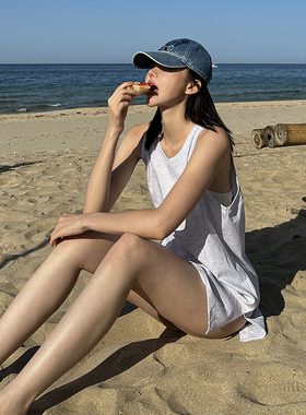 Mathieu韩国时尚宽松吊带背心女夏季设计感开叉简约无袖上衣外穿
