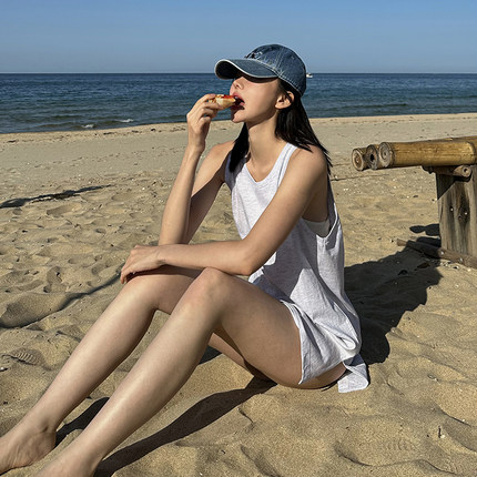 Mathieu韩国时尚宽松吊带背心女夏季设计感开叉简约无袖上衣外穿