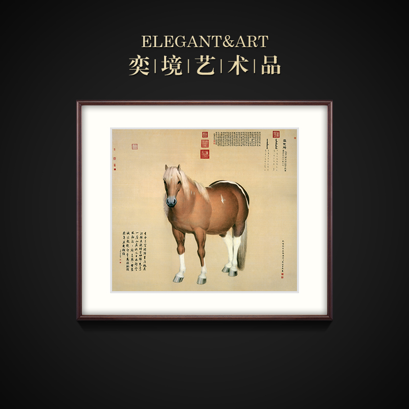 新中式装饰画书房办公室动物画名画玄关挂画 郎T世宁国画 雪点雕图片