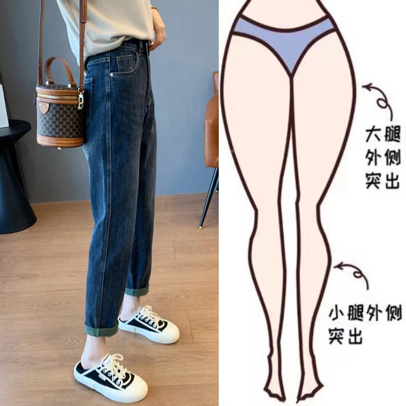 高腰哈伦裤牛仔女窄版宽裤松老爹裤裤子025新款T76082春秋显瘦萝
