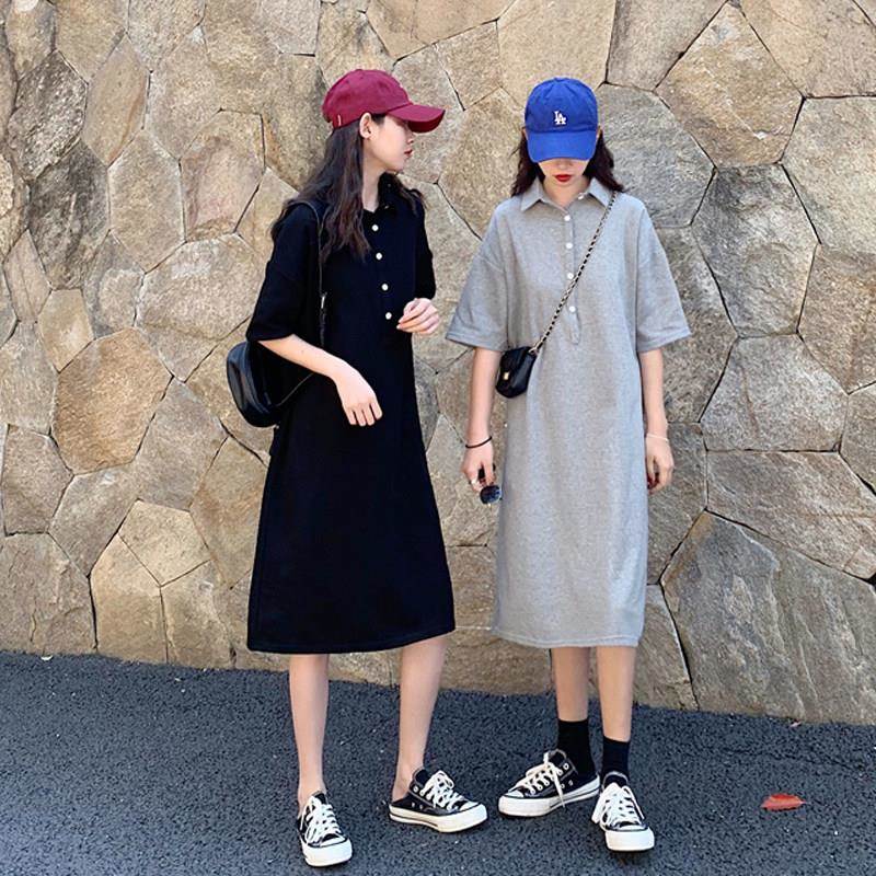 韩国2袖026衫夏韩57675341洋版装小清新港风polo女中长版短T恤宽