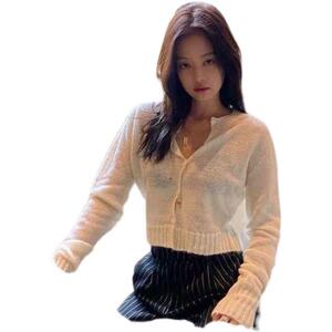 Jen金nie智妮同款针织衫搭百搭白色长袖内衣短款ELE感毛衣性上衣