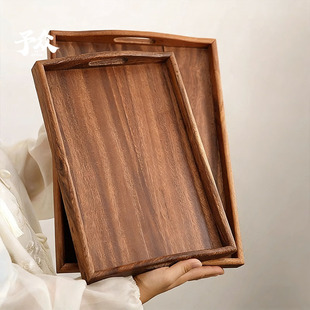 南美胡桃木托盘长方形茶餐盘餐厅下午咖啡木质点心盘实木干泡茶盘