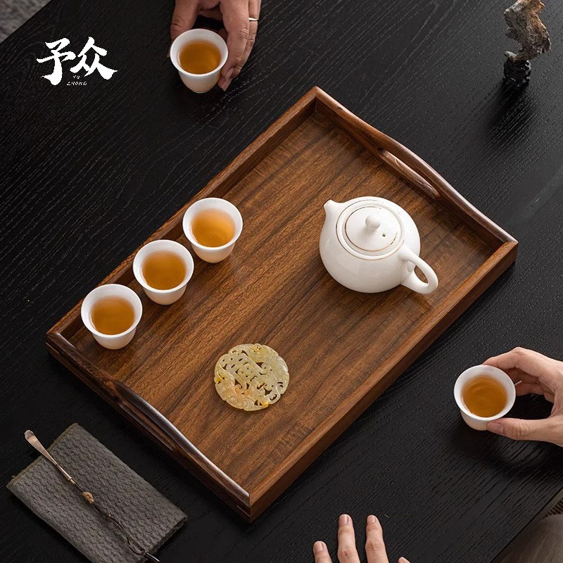 胡桃木托盘家用提手收纳盘长方形木质放茶水杯盘茶台茶盘日式商用,餐饮具,餐用托盘,淘宝优惠券,粉丝福利购,淘宝优惠卷