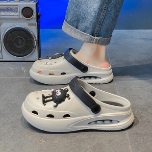 情侣海边沙滩运动包头拖鞋 外穿防滑耐磨踩屎感凉鞋 男潮夏季 洞洞鞋