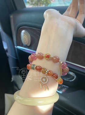 天然水晶福禄寿手链女兔毛水晶手饰新中式风多宝手串饰品转运送礼