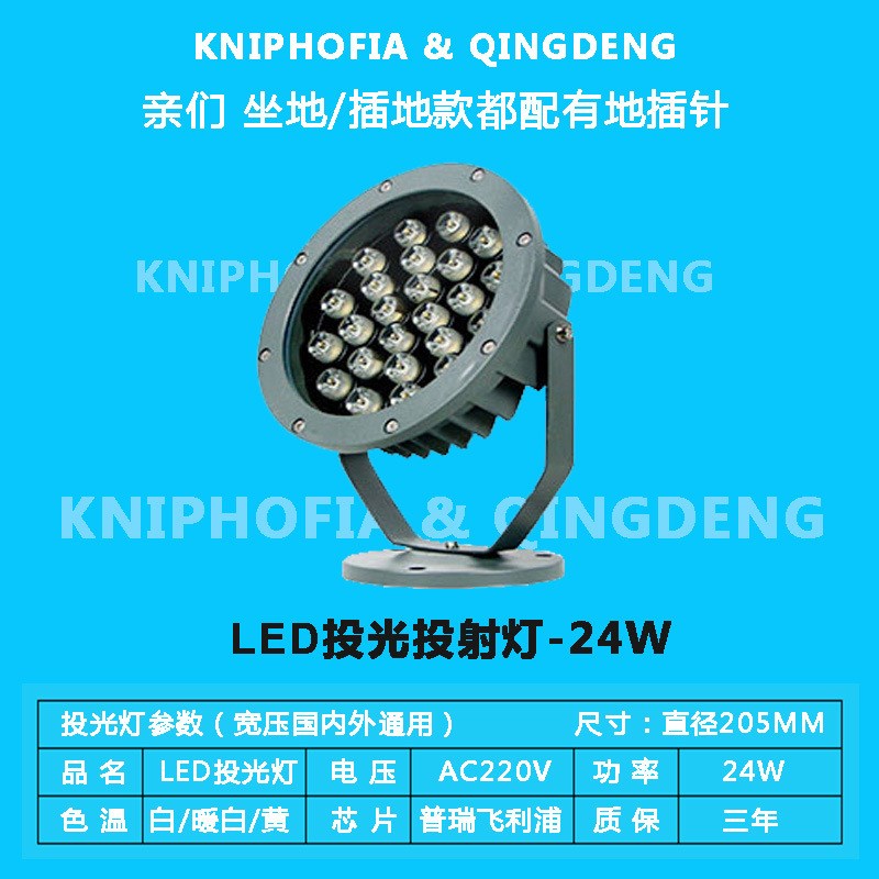 LED投光灯户外LkED建筑照射灯插地射灯射树灯插泥灯照树灯七彩亮