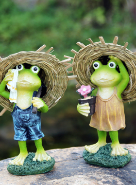 花园阳台小青蛙树脂卡通