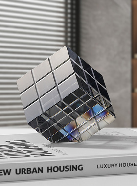 北欧创意艺术魔方水晶摆件客厅书房办公室电视柜玄关桌面装饰品