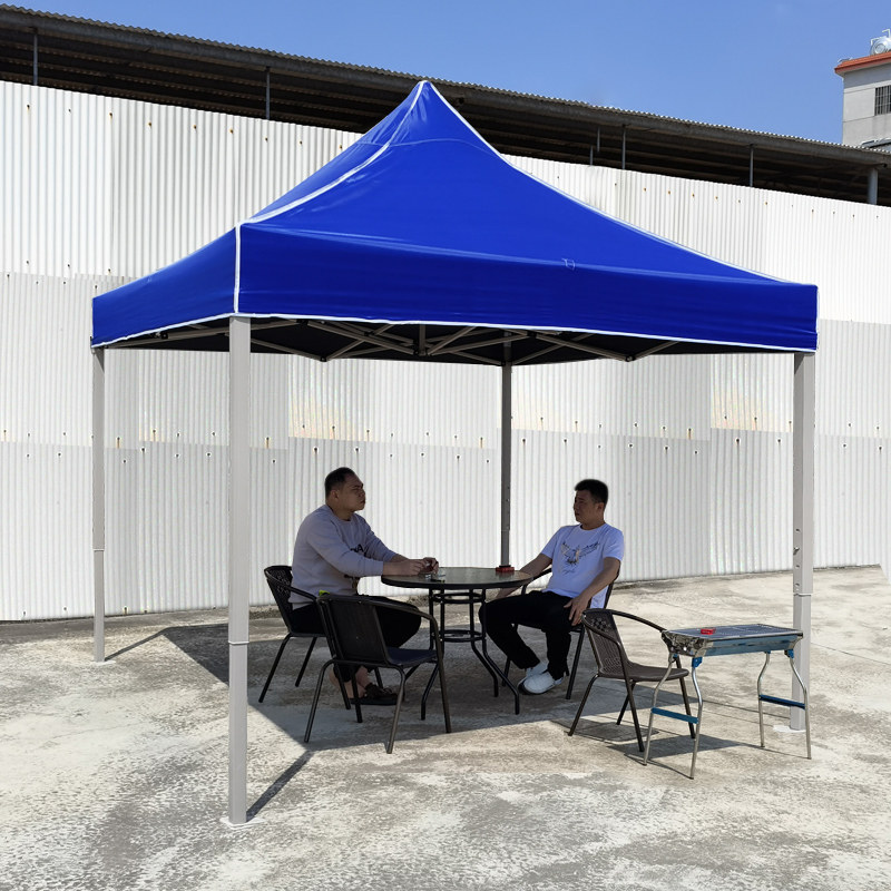 户外广告卡其色四脚大伞帐篷雨棚遮阳棚折叠集市摆摊用停车篷棚子