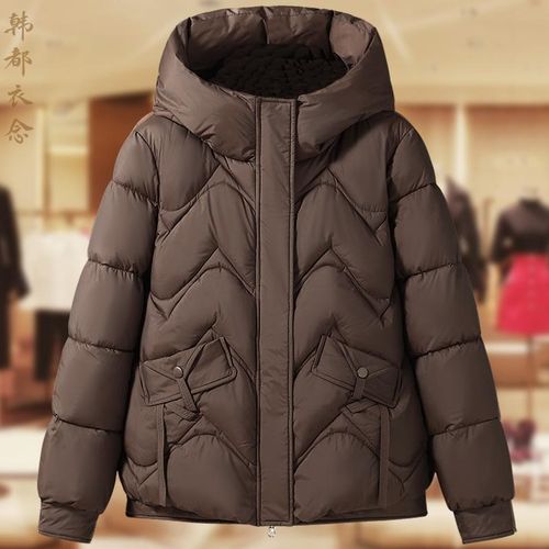 加厚连帽羽绒棉棉服2024秋冬新款短款宽松棉袄时尚妈妈棉衣外套女