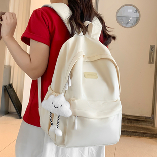 书包女生宽肩带2024新款初中高中生大学生女双肩包简约风背包肩包