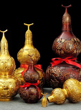 铜葫芦 纯铜药师天医桌面摆件送礼太极八卦八宝葫芦纯铜葫芦