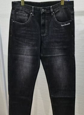 商场撤柜正品男士秋冬牛仔长裤微弹力棉黑色N洗水磨白简约修身裤