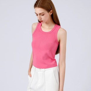 薄款 上衣女夏季 外穿修身 粉色内搭吊带毛织砍袖 无袖 背心短款 针织衫