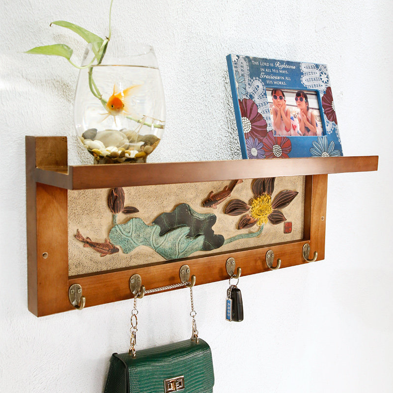 中式墙上一字隔板墙壁书架实木搁板客厅装饰架墙面衣帽壁挂置物架,收纳整理,整理架/置物架/收纳架,淘宝优惠券,粉丝福利购,淘宝优惠卷