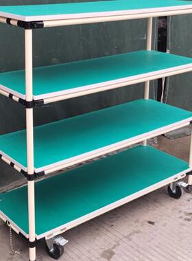黑色防静电线棒四层推车 精益管物料周转车 车间多层置物架