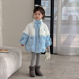 女童冬装2025新款羽绒服儿童洋气艾莎白鸭绒宝宝冬季轻薄保暖外套