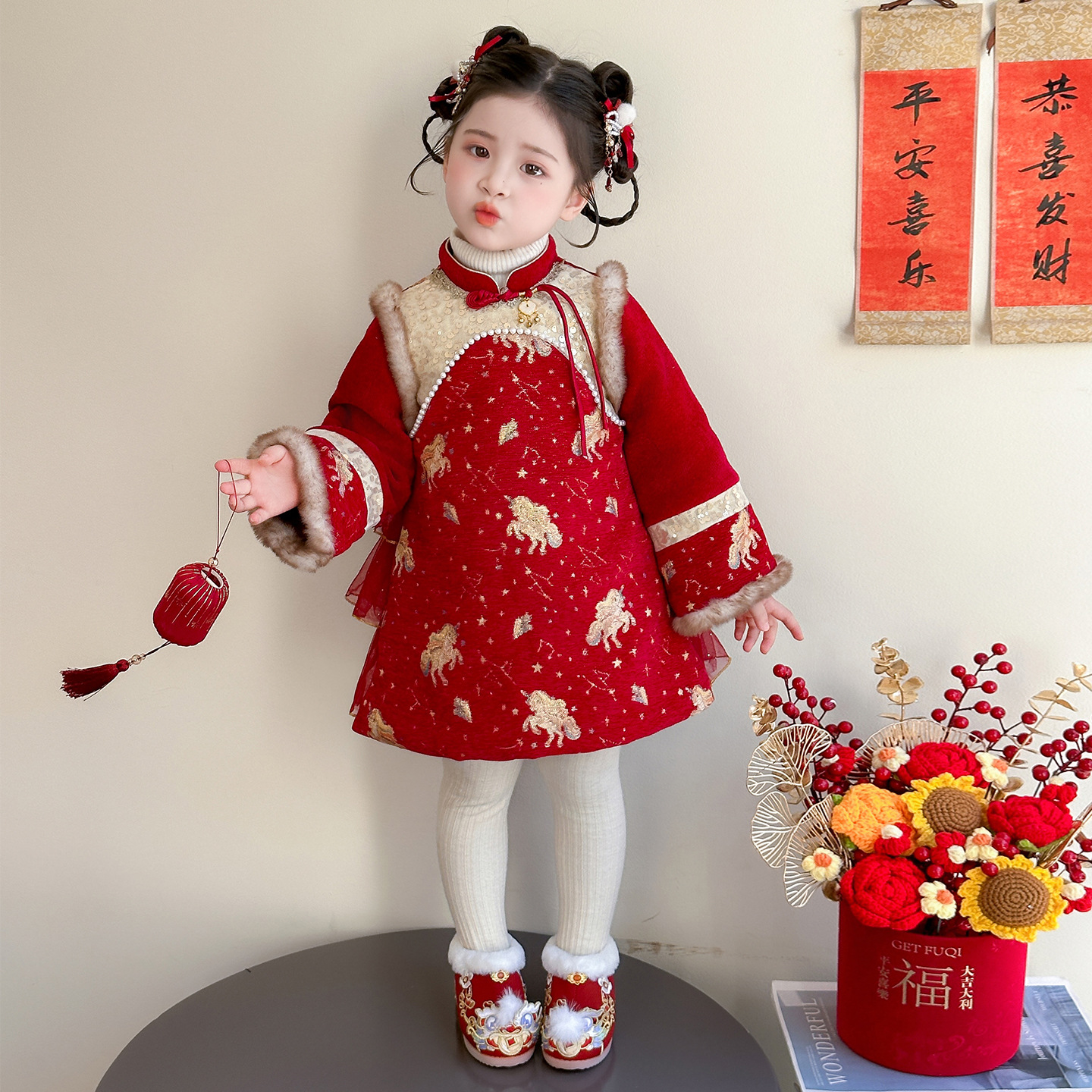 女小童新中式连衣裙冬季宝宝加厚