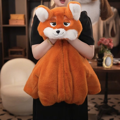 儿童仿皮草加绒连帽外套