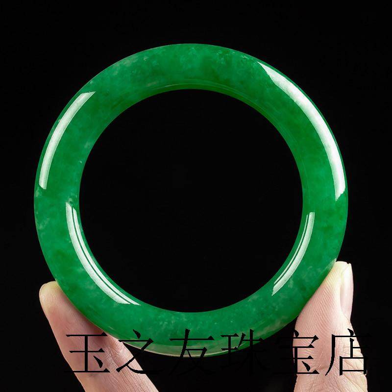 翡翠色镯子细款菠菜绿帝王绿豆绿老坑缅甸祖母绿冰种小巧细条手镯