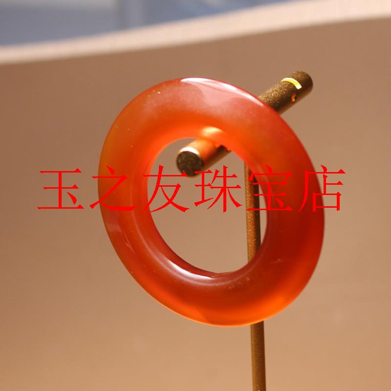 精品放漏特色厚重包浆南红玛瑙平安玉环复古玉璧吊坠饰品女款送礼