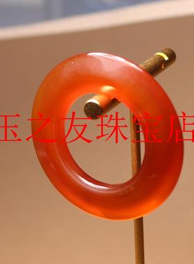 精品放漏特色厚重包浆南红玛瑙平安玉环复古玉璧吊坠饰品女款送礼