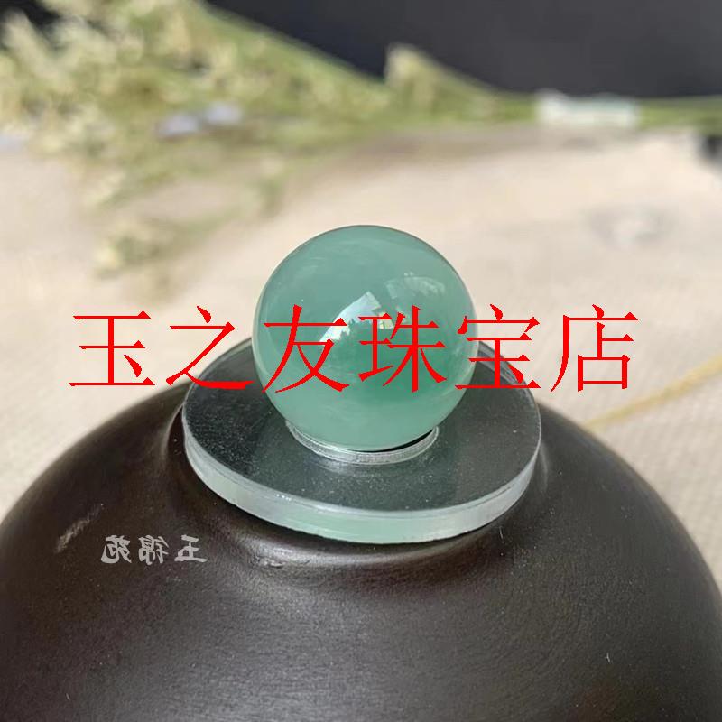 缅甸冰种飘花翡翠色玉石单珠圆珠男女款锁骨链冰晴水转运珠项链坠