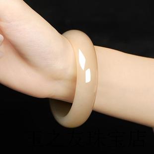 精品新疆和田玉藕粉色手镯裸粉色玉镯正圈玉石镯子高级感时尚女款