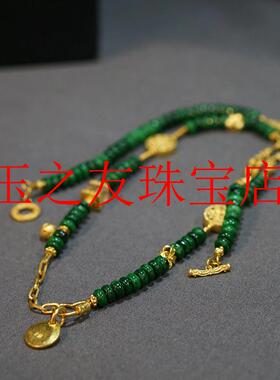 干青银古法金新中式锁骨链隔片珠