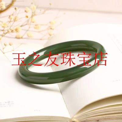 新疆和田玉鸭蛋青美人条手镯年轻气质女款细圆条青玉叮当玉镯送礼