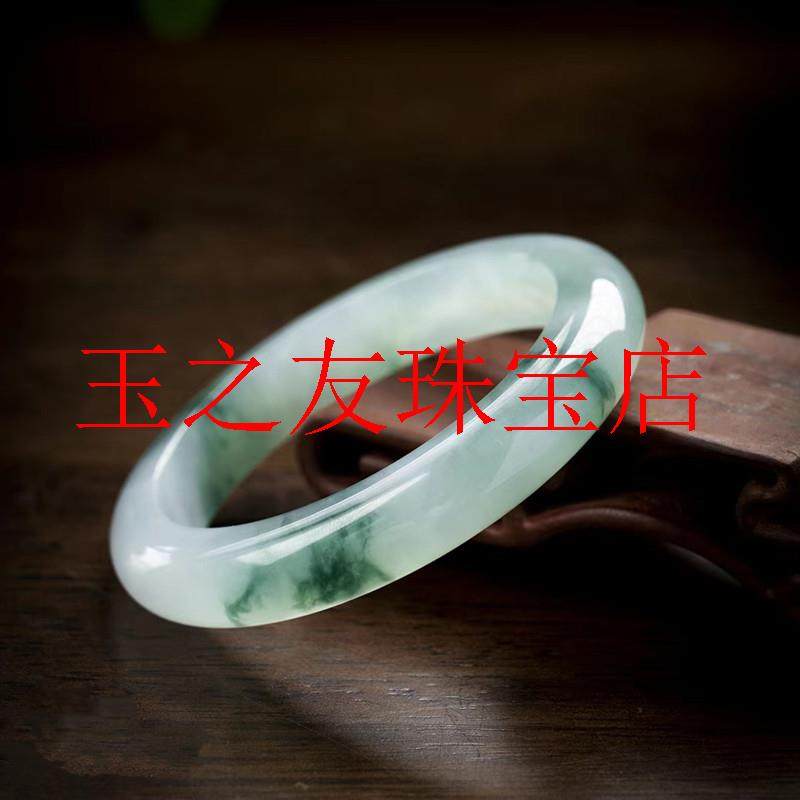 缅甸冰种白冰飘阳绿翡翠色玉石手镯正圈贵妃美人玉镯女款时尚百搭