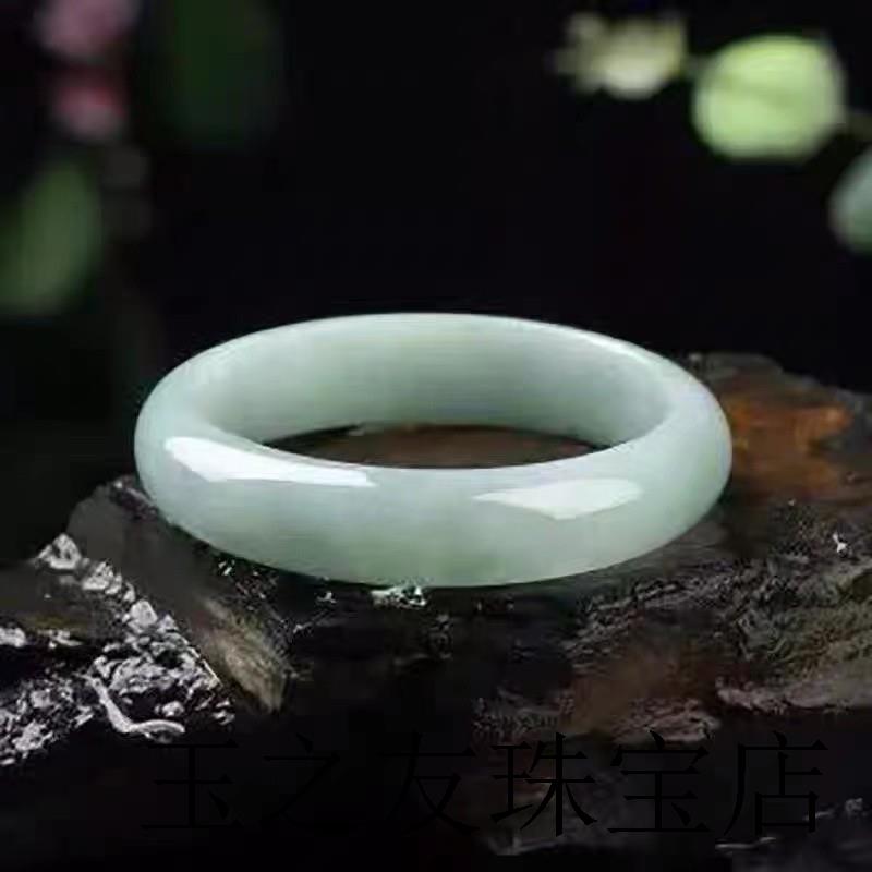 缅甸翡翠色手镯冰糯种浅绿油青飘绿旺夫玉镯子飘花阳绿贵妃少女款