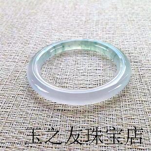 缅甸冰种圆条翡翠色手镯飘绿花贵妃镯玉镯子少女款细条飘花叮当镯
