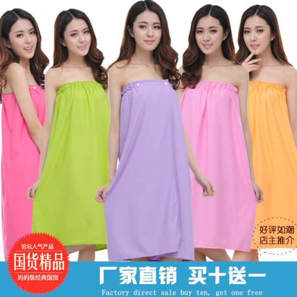 睡裙夏季薄款睡衣汗蒸服浴衣美容院浴袍女款浴裙裹胸纯棉抹胸全棉