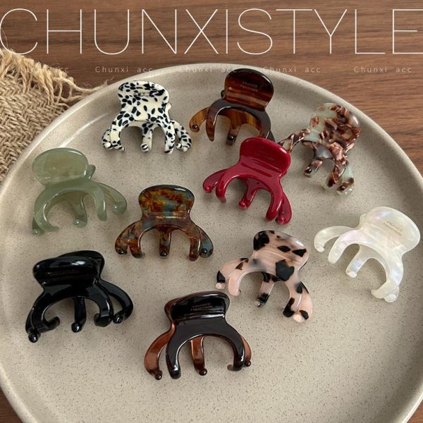 韩高加厚抓夹发抓4amm感inscenF章鱼马尾金标中国红中号r高级发夹