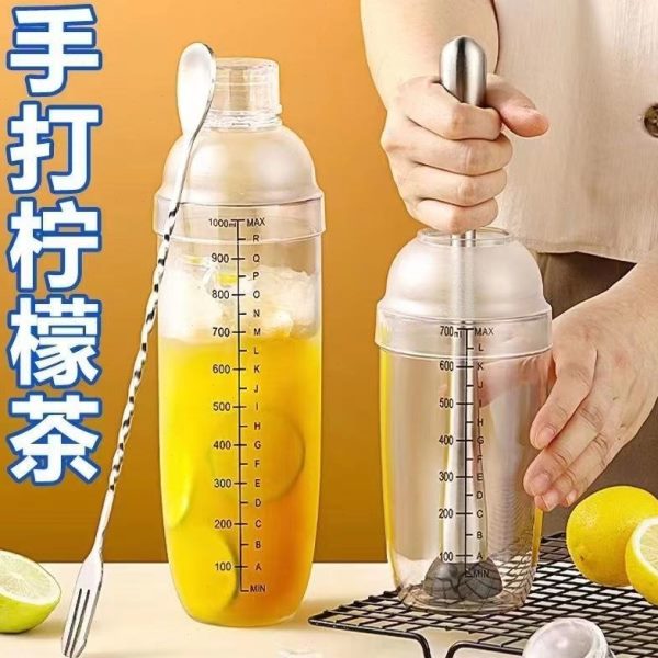 手动榨汁器盖棒套装雪克壶手摇工具奶茶冰棒打爆打套装手柠檬防溅
