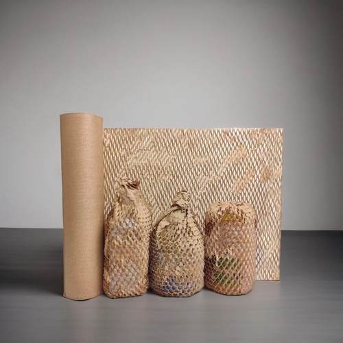 可降解蜂窝纸网眼牛皮纸花束礼品缓冲蜂巢纸陶瓷玻璃瓶包装拉网纸