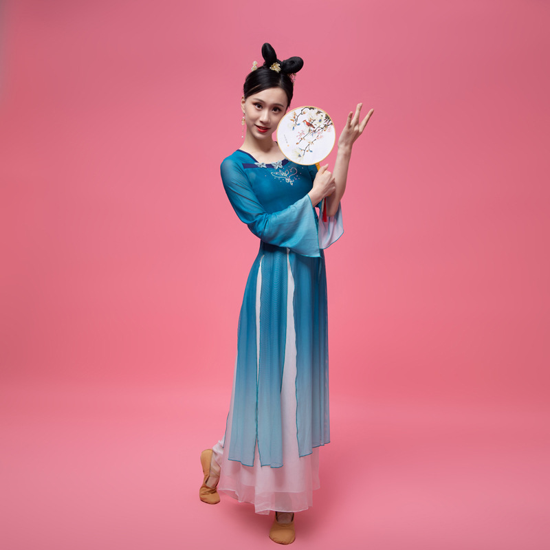 日本无印MUJIE练功服中国汉唐风古典舞舞蹈服女飘逸仙女身韵纱衣