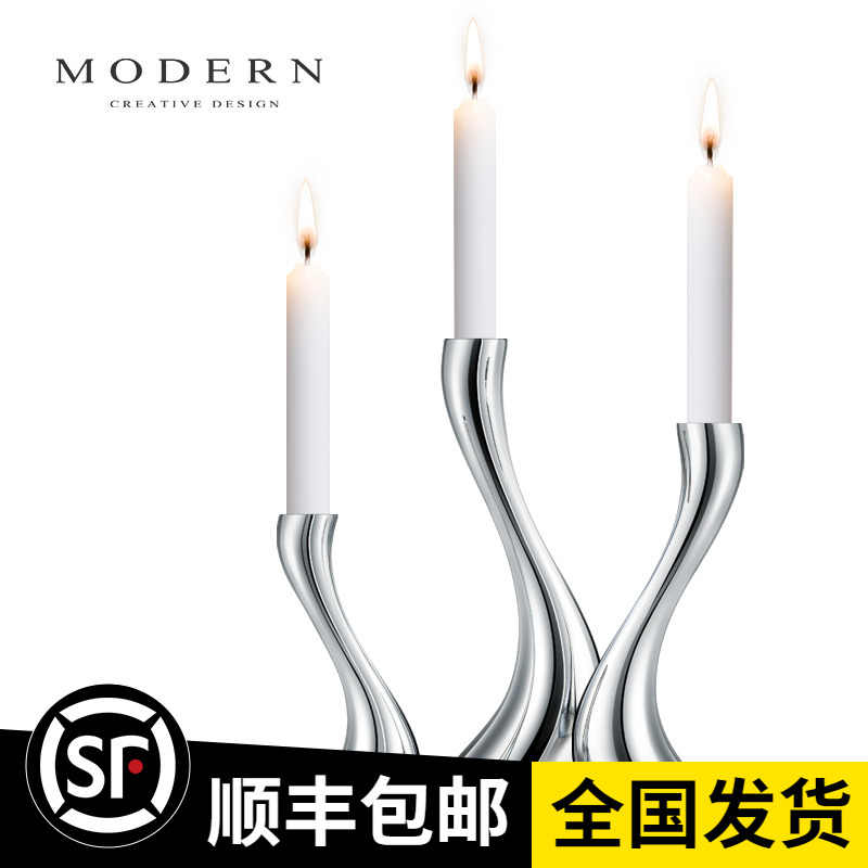 摩登MODERN不锈钢天鹅轻奢网红北欧烛台装饰浪漫餐桌家饰创意摆件