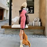 粉色拼接短款羽绒服女2025冬季新款独特设计感超好看小个子面包服，女装羽绒服，浙宝007A（原150A)
