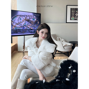 chicbyrr 皮草外套 进口3A级奢感獭兔黑白龙猫系列短款