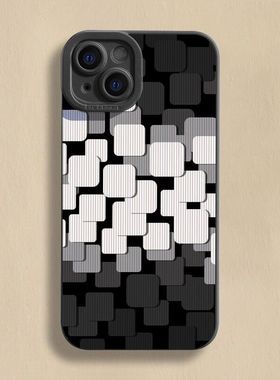 网红黑白色块适用苹果15手机壳iPhone11/12/13/14/15pro个性潮软壳iphone8/14plus潮牌新款xr/xs/xsmax保护套