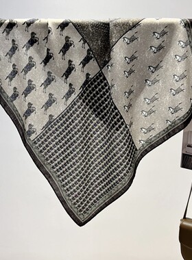 【琳达推荐摩登四宫格】65柔软质感小方巾英伦高档四宫格拼色骏马